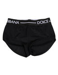 Women's Black Nylon Logo Waistband Shorts Underwear Elastane