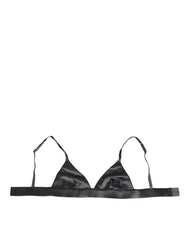 Women's Black Silk Satin Triangle Soft Cup Underwear Elastane Clothing