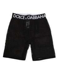 Women's Black Cotton Logo Shorts Midi Trouser Underwear Elastane