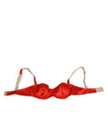 Women's Red Silk Satin Underwire Bra Semi-Pad Underwear Elastane Clothing