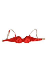 Women's Red Silk Satin Underwire Bra Semi-Pad Underwear Elastane Clothing