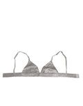 Women's Gray Silk Satin Triangle Soft Cup Bra Underwear Elastane Clothing