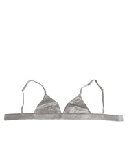 Women's Gray Silk Satin Triangle Soft Cup Bra Underwear Elastane Clothing