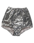 Women's Silver Nylon Sequined Slip Girdle Panty Underwear Elastane Clothing