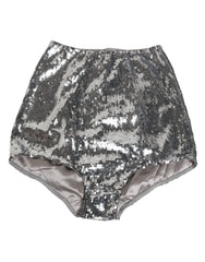 Women's Silver Nylon Sequined Slip Girdle Panty Underwear Elastane Clothing