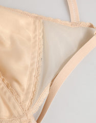 Women's Beige Nylon Triangle Soft Cup Brassiere Underwear Clothing