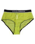 Women's Green Nylon Logo Waistband Brief Panty Underwear 07+pa Clothing