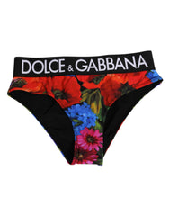 Women's Black Floral Print High Waist Panty Underwear 28+pa Clothing