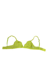 Women's Yellow Green Nylon Soft Cup Brassiere Underwear 08+pa Clothing