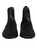Black Leather Fur Men Chelsea Boots Shoes 90lf+kangaroo