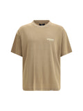 Represent Logo-Embroidered Cotton T-Shirt — Beige
