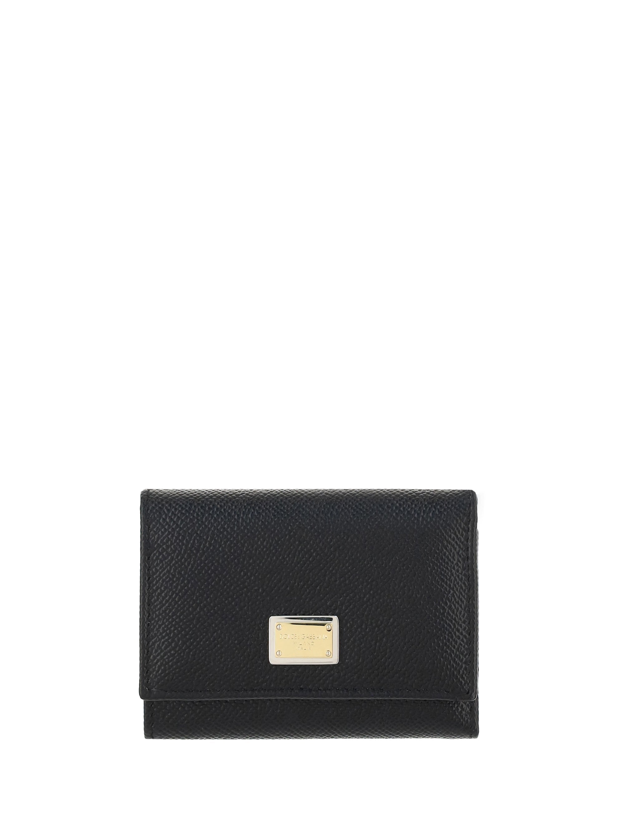 Dolce & Gabbana Snap-Button Calf Leather Wallet — Black
