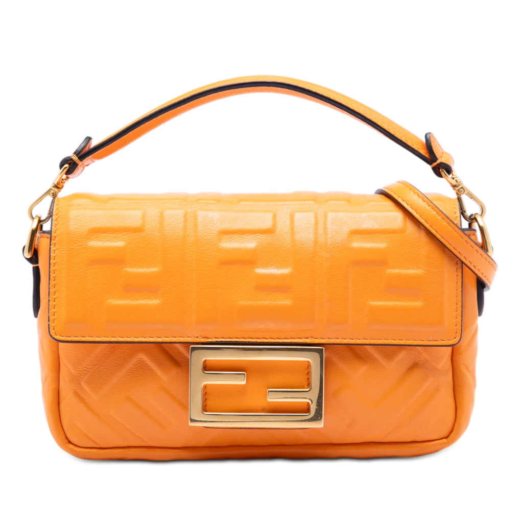 Mini Zucca Embossed Leather Baguette Satchel