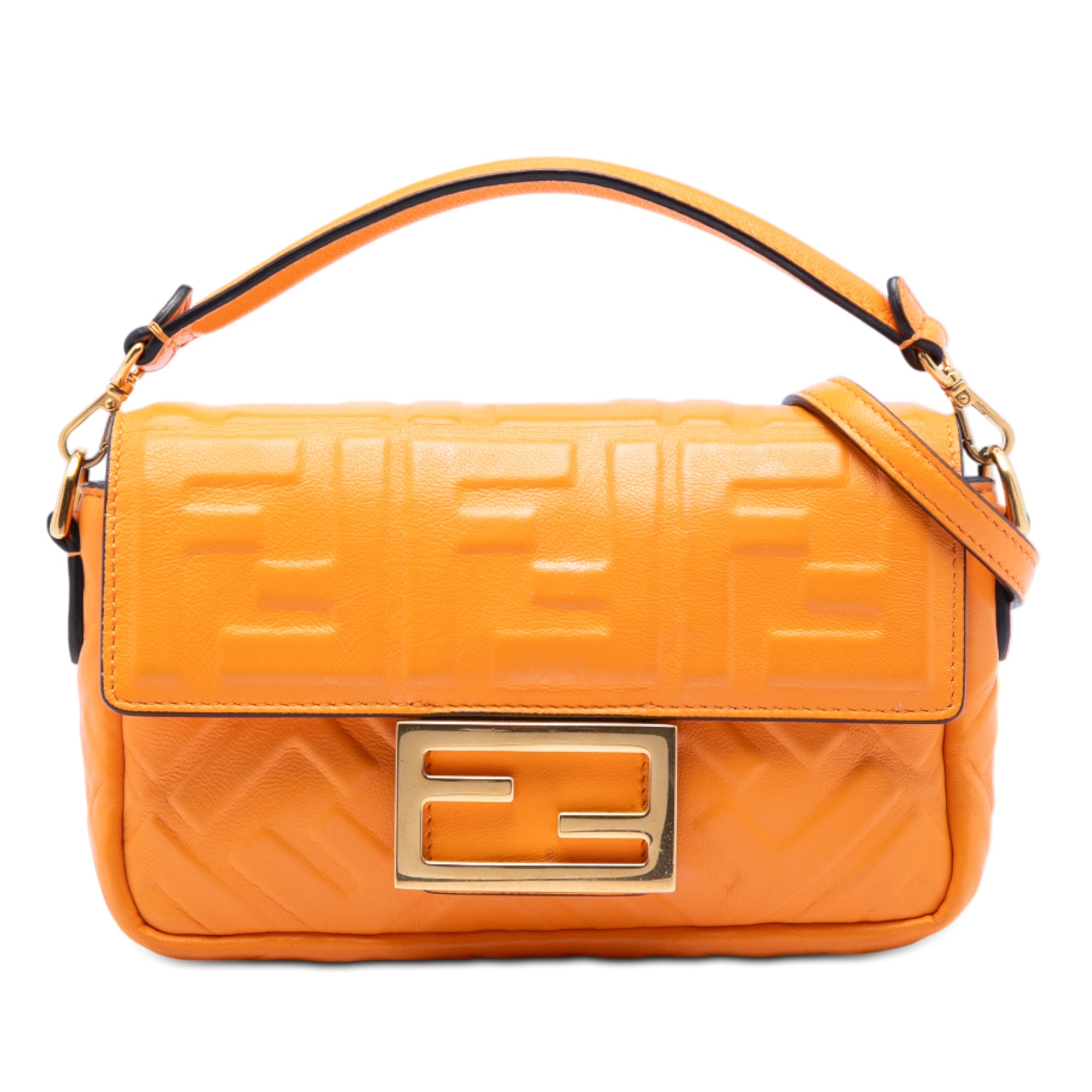 Mini Zucca Embossed Leather Baguette Satchel