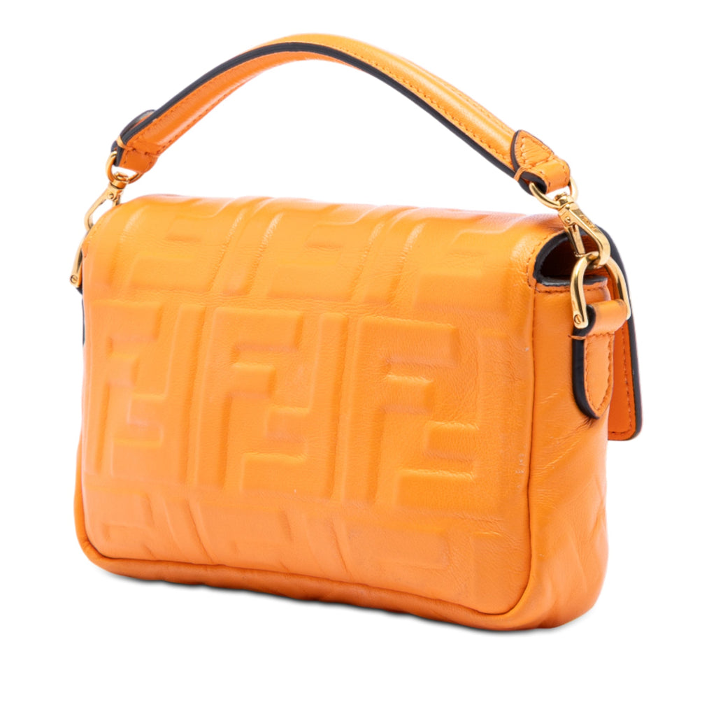 Mini Zucca Embossed Leather Baguette Satchel