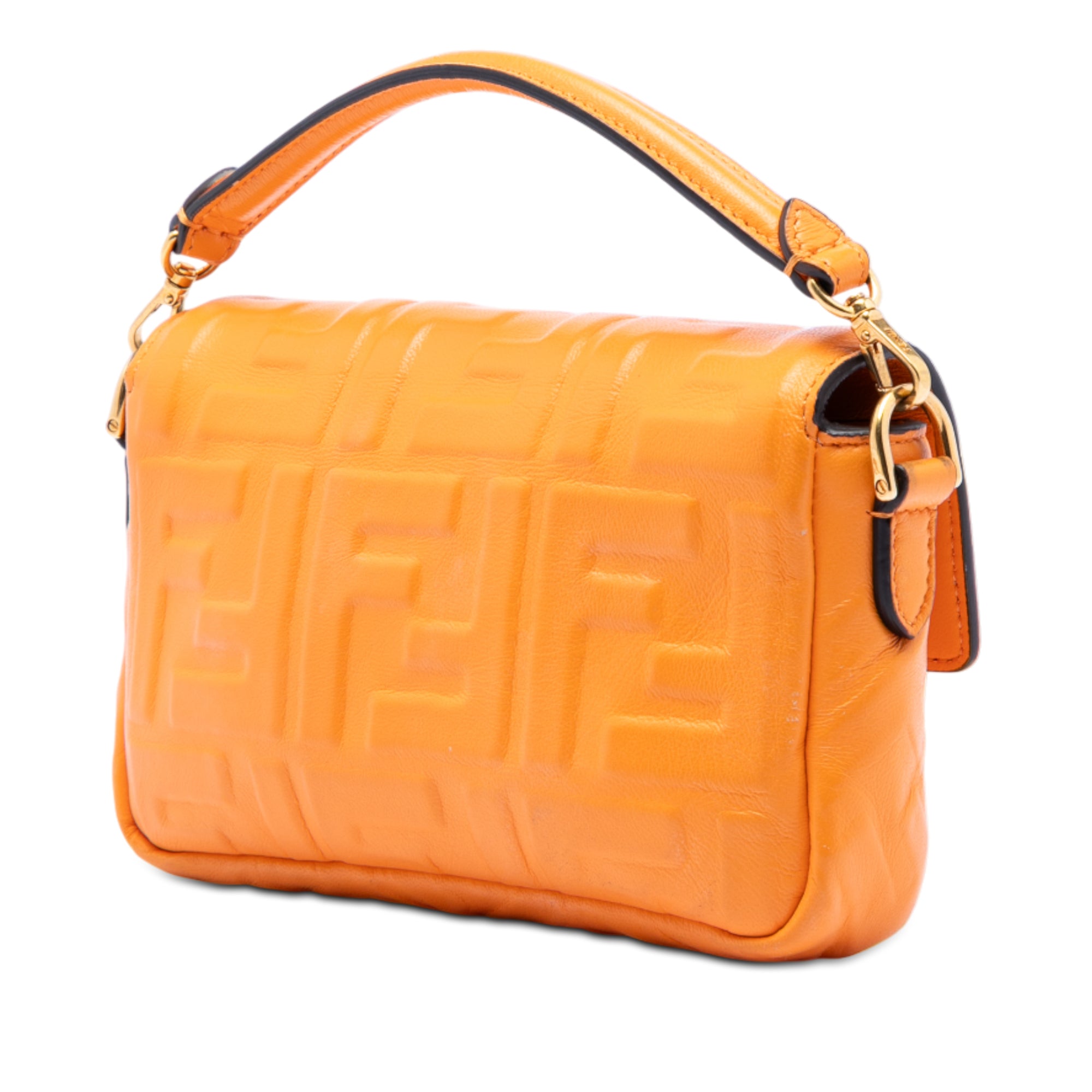 Mini Zucca Embossed Leather Baguette Satchel