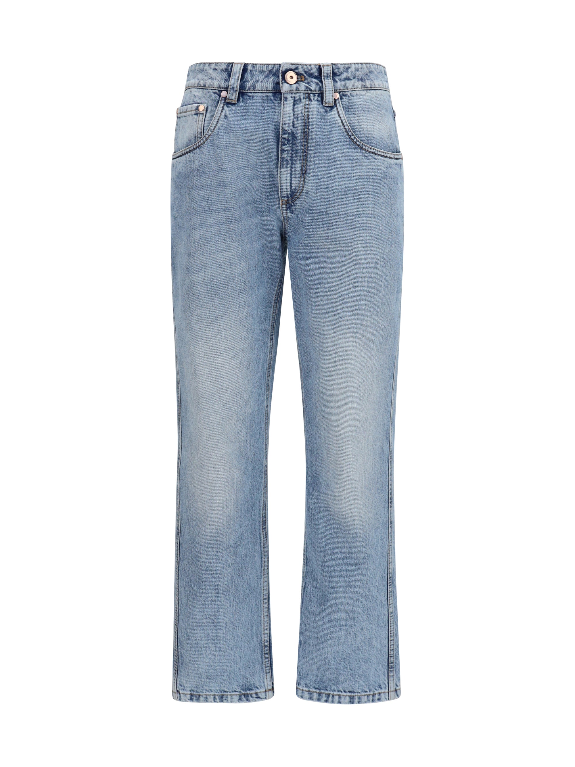 Brunello Cucinelli Five-Pocket Straight-Leg Denim Jeans — Blue