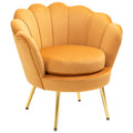 Modern Velvet Accent Chair with Gold Metal Legs & Soft Cushion, Yellow