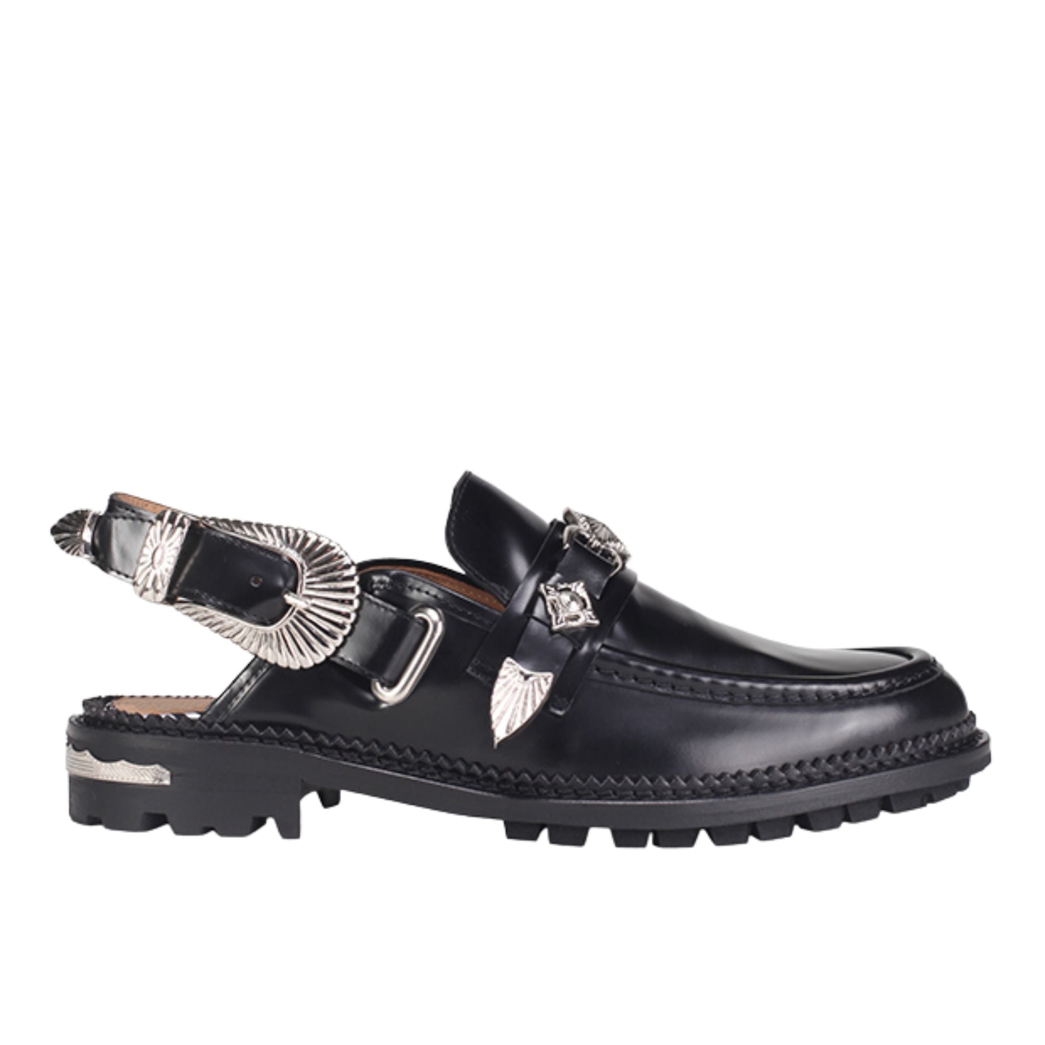 Black Metal Mule Loafers