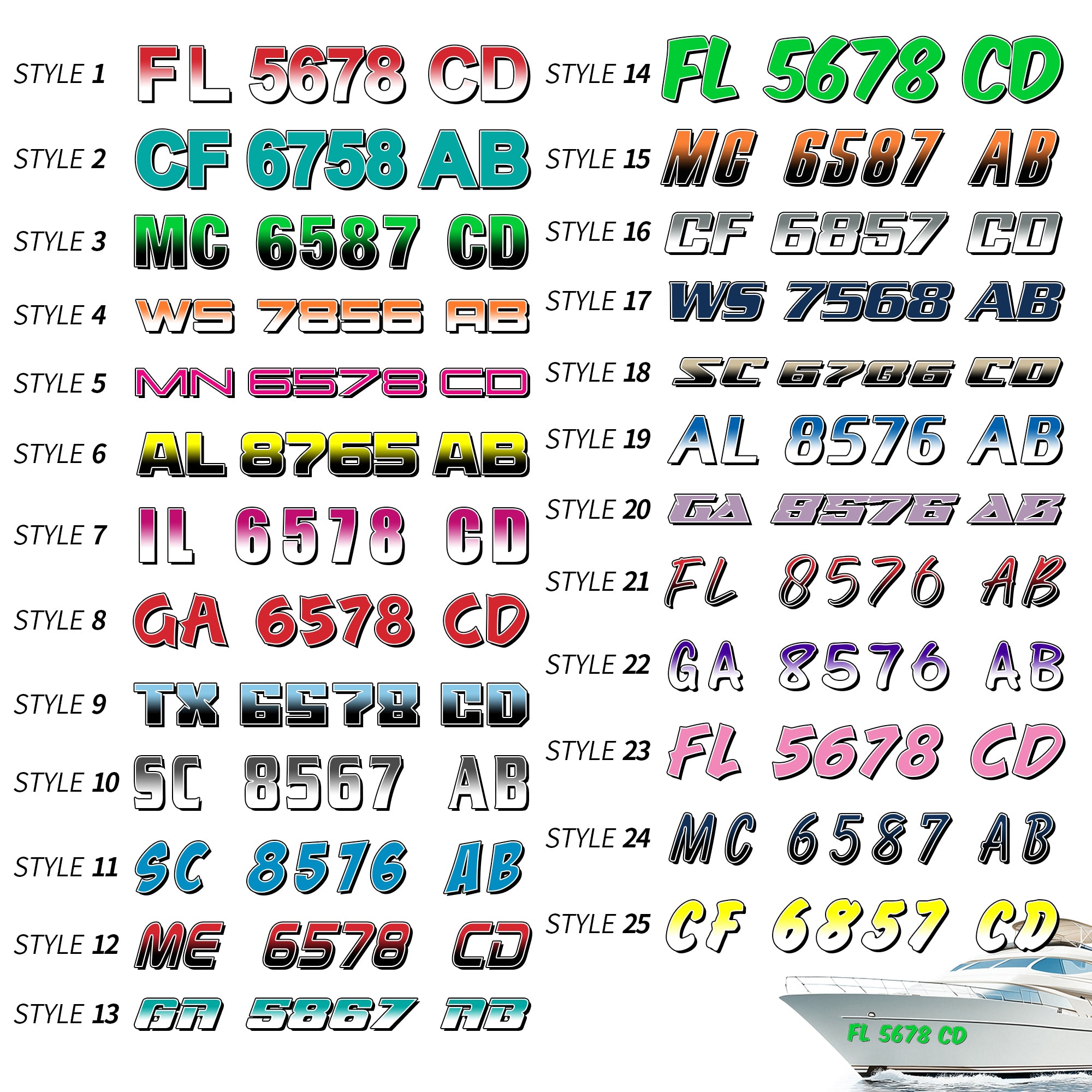Pegatinas personalizadas con el número de matrícula del barco en estilo degradado y texto Regalo para propietarios de barcos