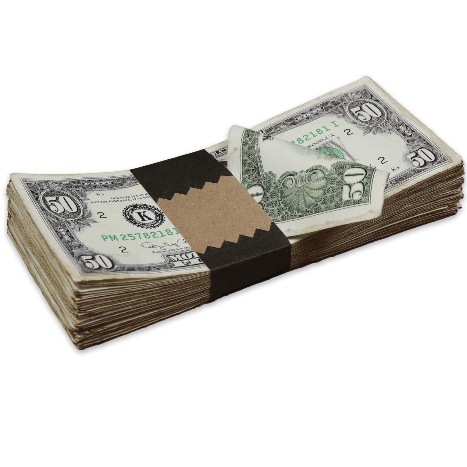 $5,000 RealAged® Full Print 1990 Series Stack By Prop Money Inc.