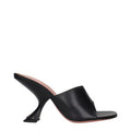 Women's Sculptural Heel Leather Sandal Black