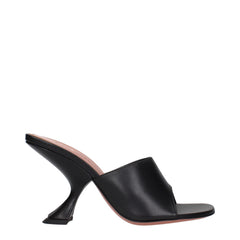 Women's Sculptural Heel Leather Sandal Black