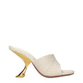 Women's Beige Fabric Slippers