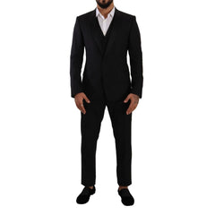 Men's Black Wool Three-Piece Suit