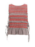 Ganni Striped Ruched Tank Top — Red
