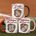 Personalizada You Are A Great Catch Diseño de béisbol 11 oz Taza de café de cerámica con 1-8 nombres Decoración para el hogar Día del partido Regalo de cumpleaños para la familia amante del béisbol