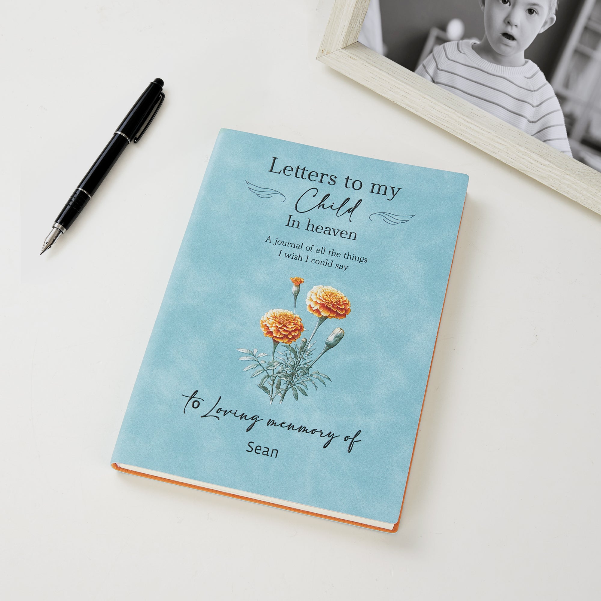 Cartas personalizadas a mi hijo en el cielo Flor de nacimiento Cuaderno A5 con nombre Aborto espontáneo Recuerdo del bebé Regalo conmemorativo para padres