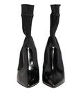 Women's Black Stretch Stilettos Booties Socks Shoes 05+ny+20lf