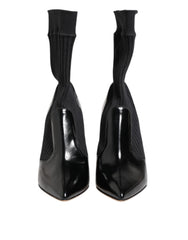 Women's Black Stretch Stilettos Booties Socks Shoes 05+ny+20lf
