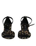 Women's Gold Leopard Ankle Strap Heels Sandals Shoes Black Pe+pu+vi