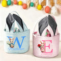 Personalizado lindo Peter Rabbit Nacimiento Flor Cesta de Pascua con Nombre e Inicial Pascua Fiesta Regalo para Niños Niñas