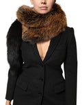 Women's Brown Red Fox Fur Neck Cashmere Warmer Scarf