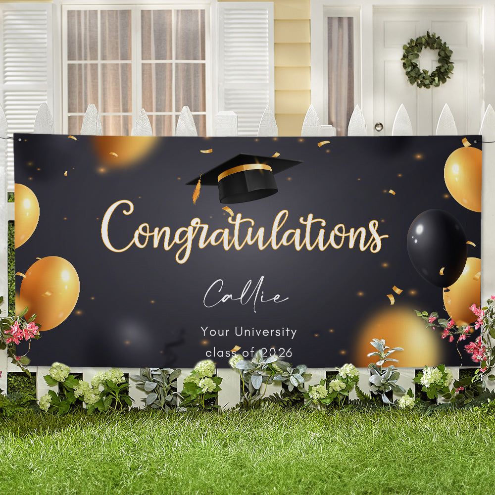 Felicitaciones Personalizadas Bachelor Hat Banner con Nombre Class of 2026 Party Decor Regalo de Graduación para Graduados