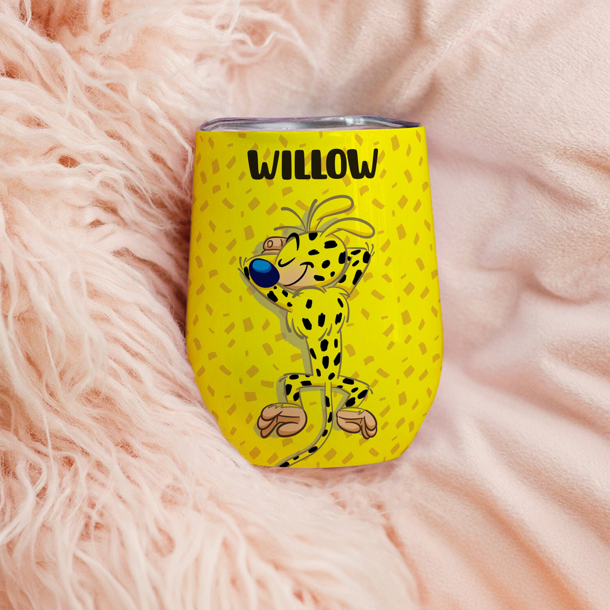 Marsupilami® Vaso de Vino de 12 oz Personalizado de Dibujos Animados con Nombre Regalo de Cumpleaños y Navidad para Amigos | Callie × Marsupilami