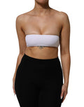 Women's White Nylon Blend Bandeau Strapless Tube Top