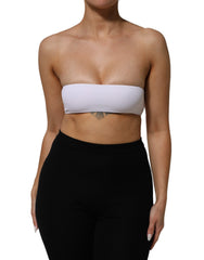 Women's White Nylon Blend Bandeau Strapless Tube Top