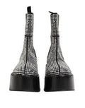 Men's Black Crystal Strass Mid Calf Short Boots Shoes Se+vi+glass