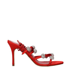 Women's Rhinestone-Embellished Satin Heel Red