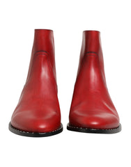 Men's Red Studded Chelsea Short Ankle Boots Shoes 100lf