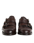 Men's Brown Leather Monk Strap Formal Derby Shoes Horse