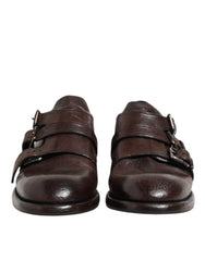 Men's Brown Leather Monk Strap Formal Derby Shoes Horse