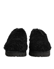 Dress Black Fur Leather Slippers Men Shoes Lamb+17lf