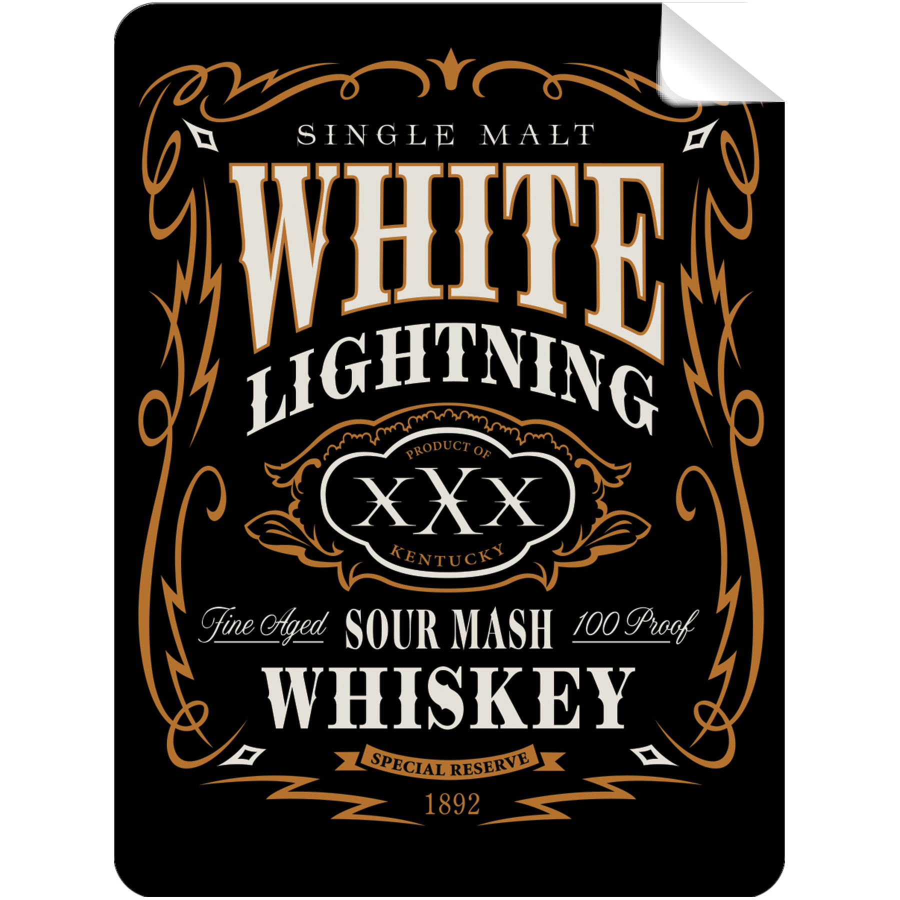 White Lightning Whiskey Bottle Self Prop Adhesive Label By Prop Money Inc.