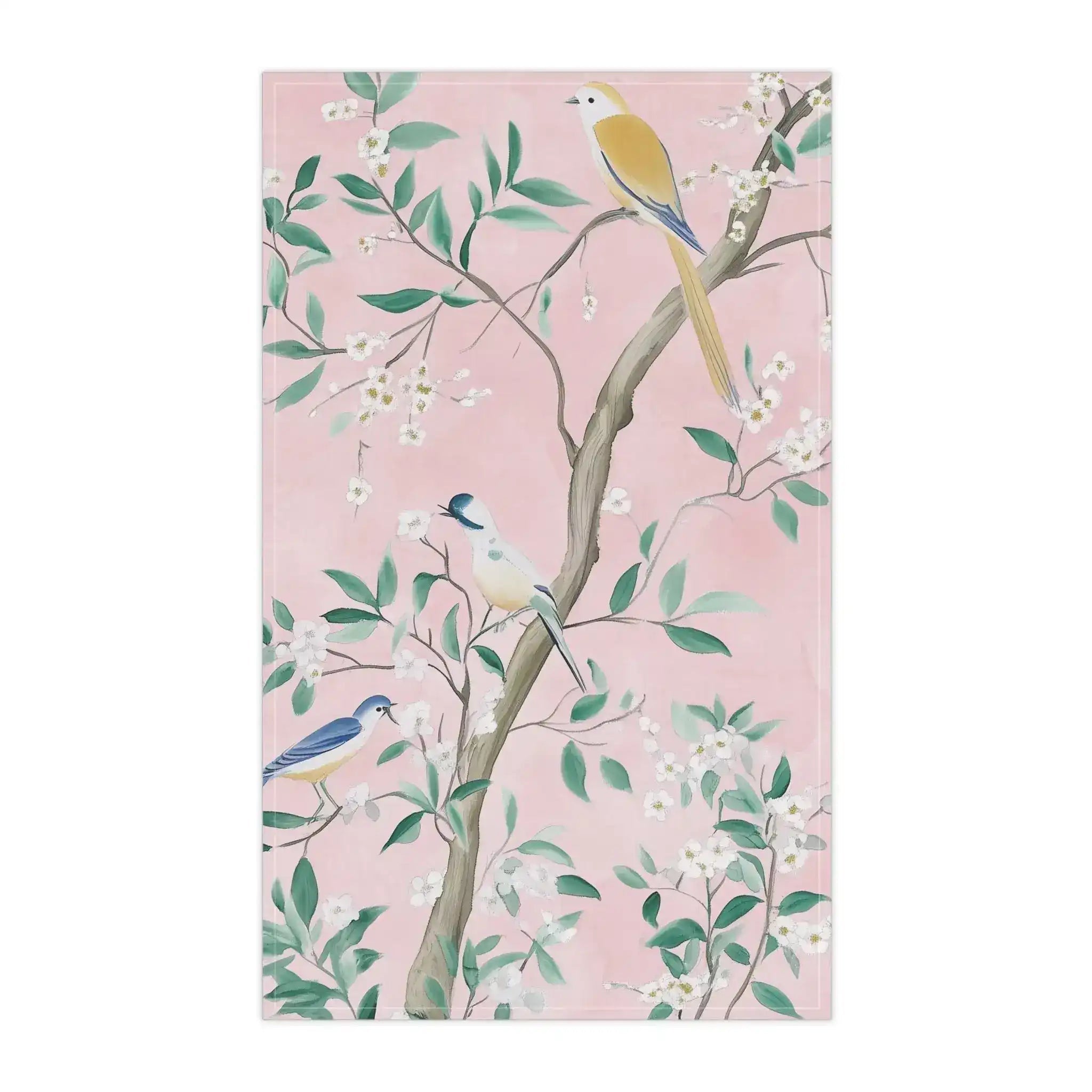 Pastel Birds on Blossom Branches Kitchen Towel