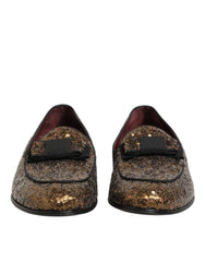 Gold Sequined Slip On Loafers Men Dress Shoes Co+pl+vi
